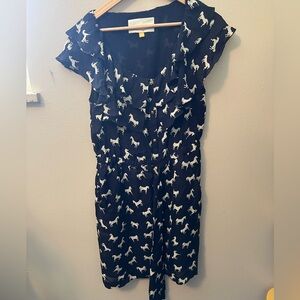Anthropologie Blue Summer Dress with horse print, size 10